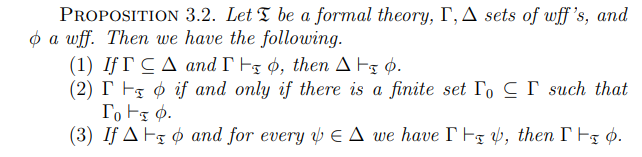 Proposition 3.2. Let T be a formal theory, Γ,Δ sets | Chegg.com