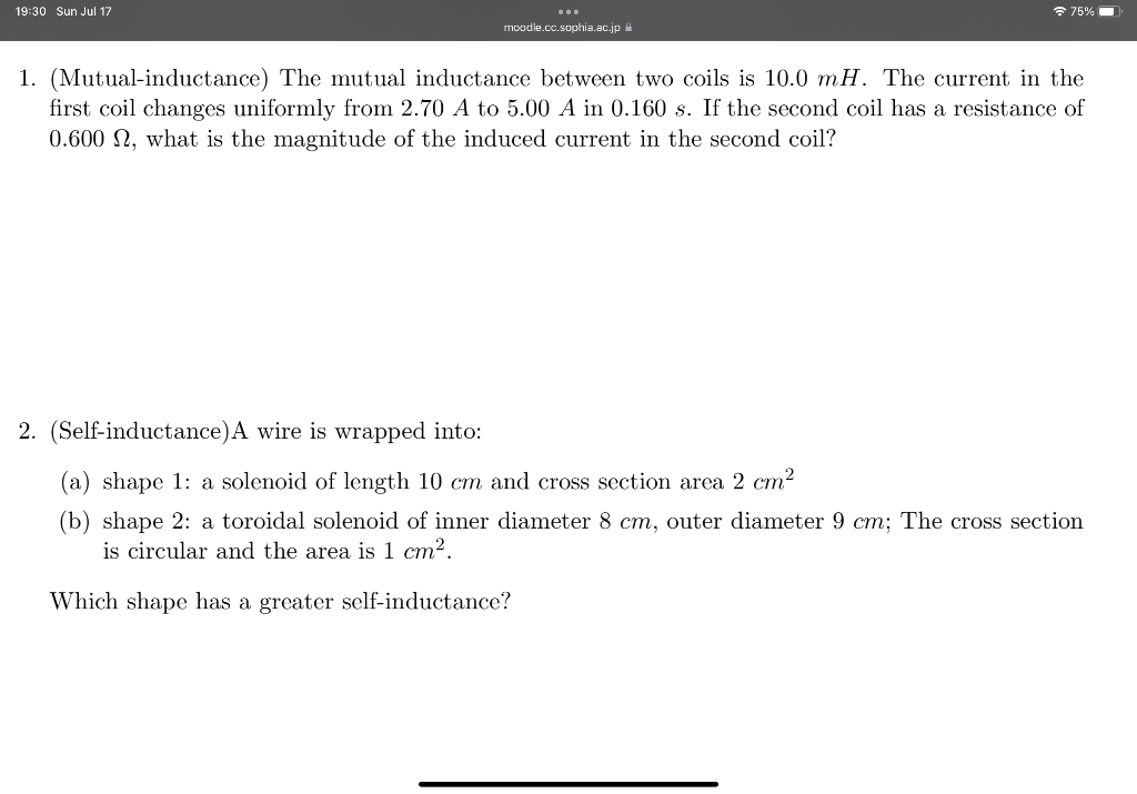 Solved 1. (Mutual-inductance) The Mutual Inductance Between | Chegg.com