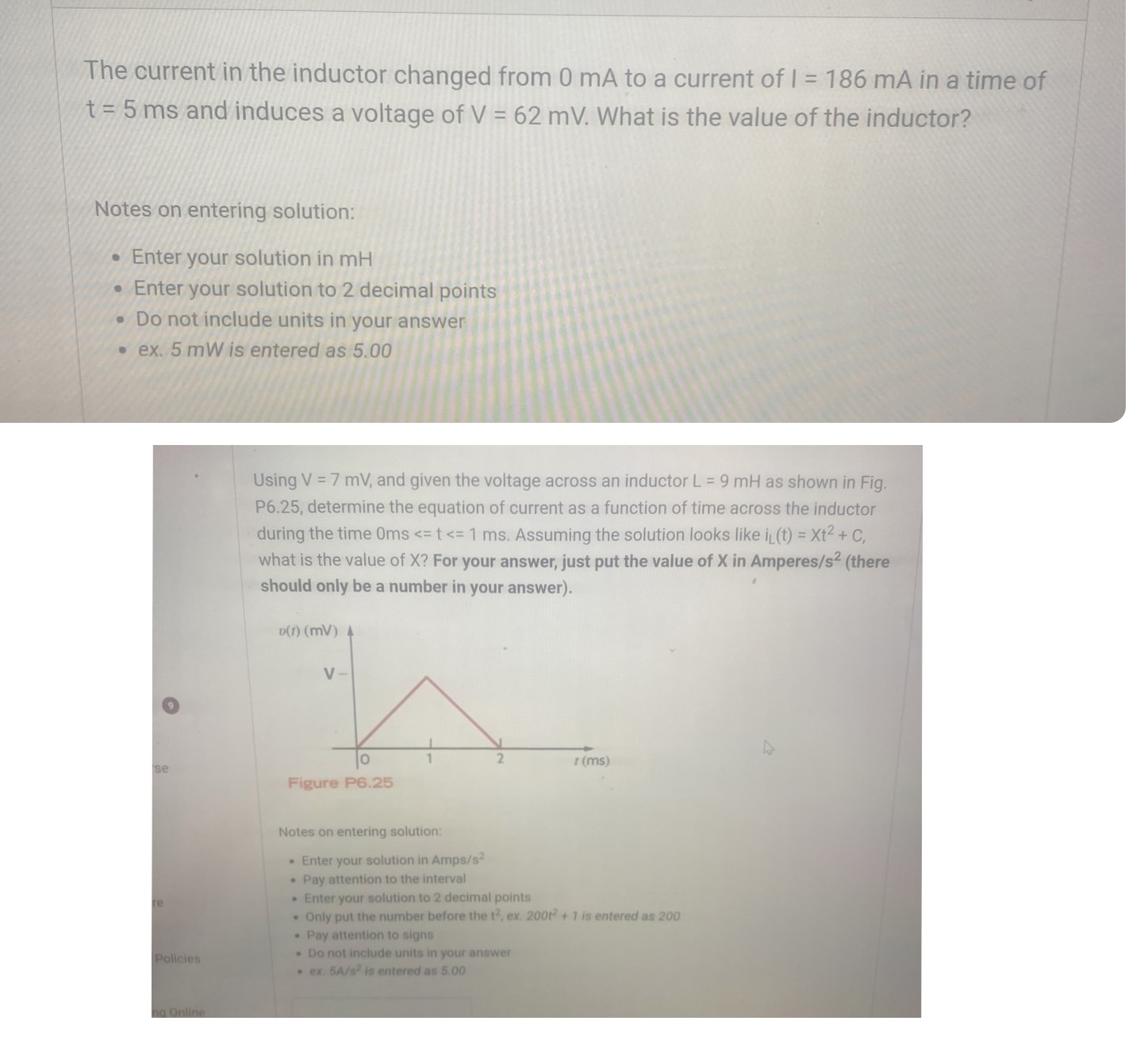 Solved The current in the inductor changed from 0 mA to a | Chegg.com