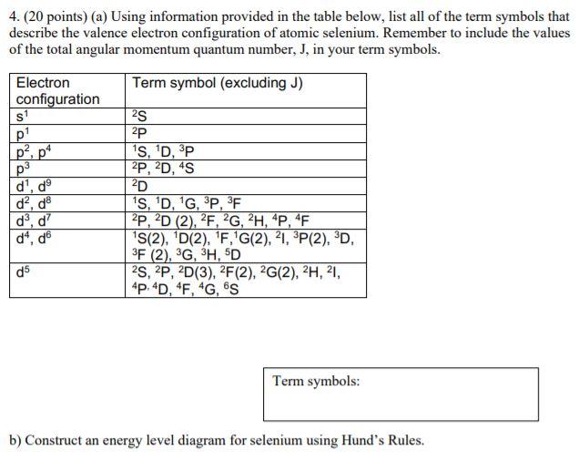 Solved 4. (20 points) (a) Using information provided in the | Chegg.com