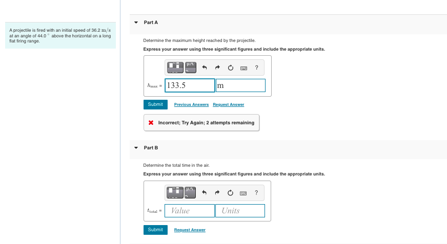 Solved Part Determine the total horizontal distance covered | Chegg.com