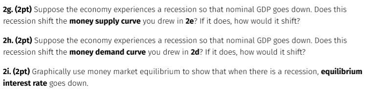 Solved 2g. (2pt) Suppose the economy experiences a recession | Chegg.com