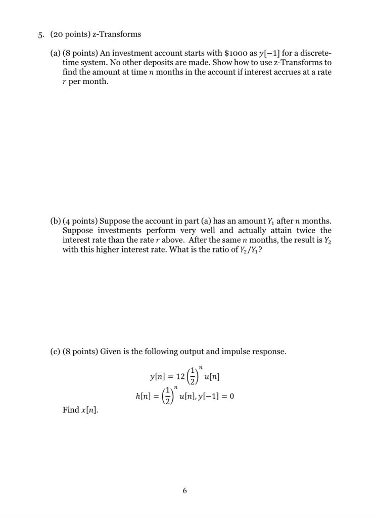 5 Points Z Transforms A 8 Points An Chegg Com