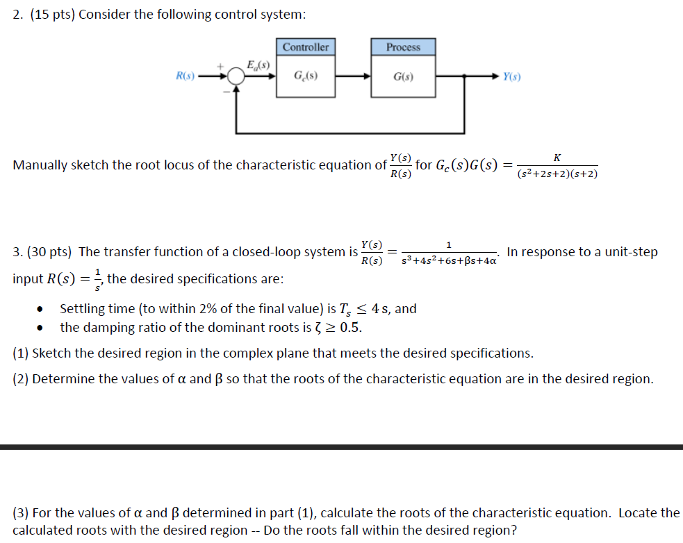 Solved 2 15 Pts Consider The Following Control System Chegg Com