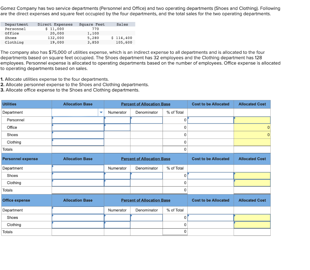 Solved Gomez Company has two service departments (Personnel | Chegg.com