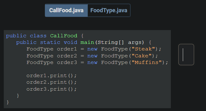 Solved CallFood.java FoodType.java public class CallFood { | Chegg.com