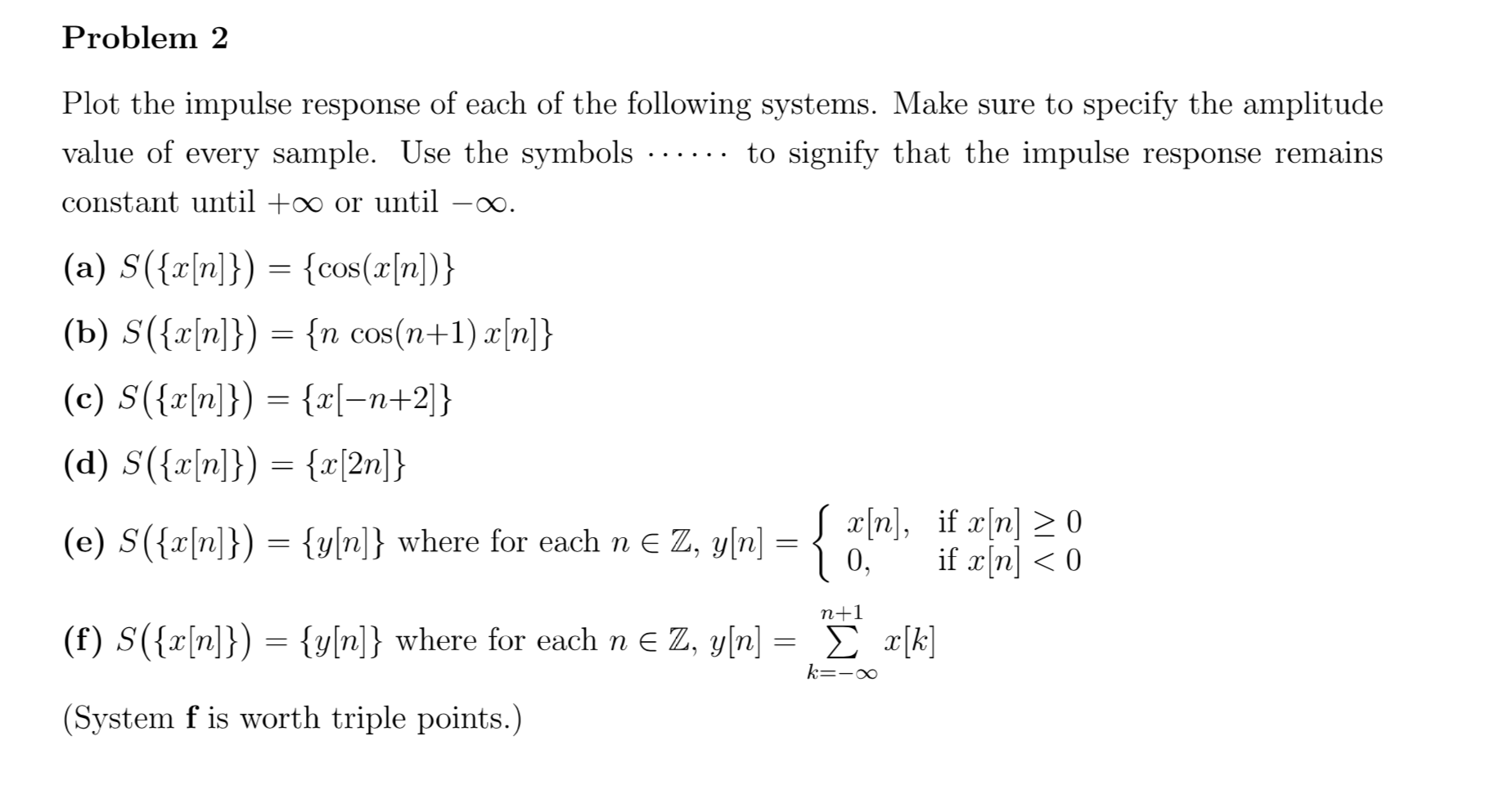 Solved Problem 2 Plot The Impulse Response Of Each Of The | Chegg.com