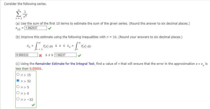 Solved Consider the following series. ∑n=1∞n41 (a) Use the | Chegg.com
