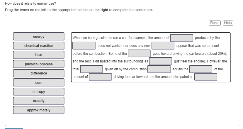 Solved How does it relate to energy use? Drag the terms on | Chegg.com