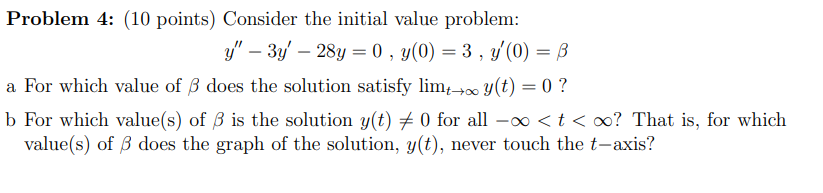 Solved Problem 4 10 Points Consider The Initial Value Chegg