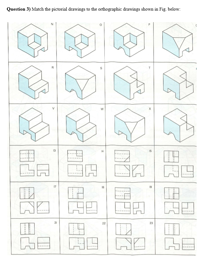 Solved Question 3) Match the pictorial drawings to the | Chegg.com