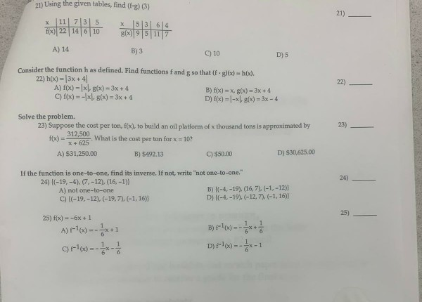 21 Using The Given Tables Find G 3 X 11 713 5 Chegg Com