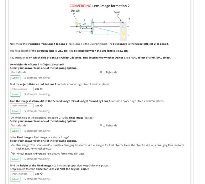 Solved Lenses in Combination 1 Com Devrim As shown in the | Chegg.com