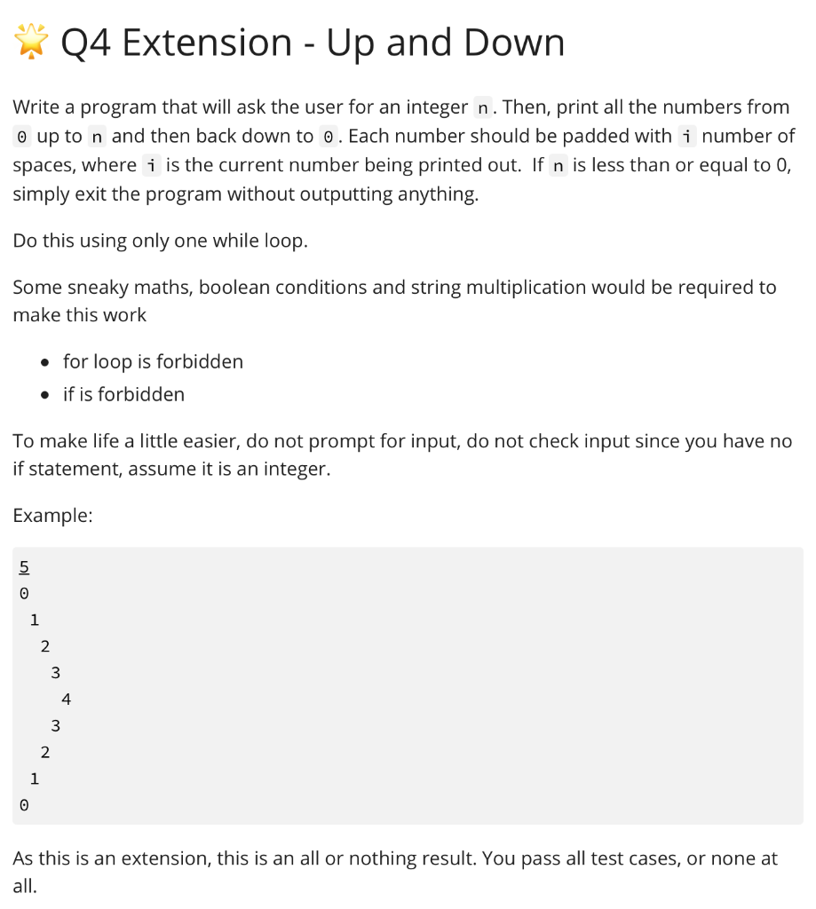 Solved Write a program that will ask the user for an integer | Chegg.com