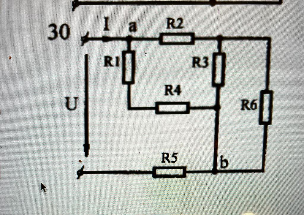 Solved R2 30 a RI 10 R3 R4 U R6 60 R5 b | Chegg.com