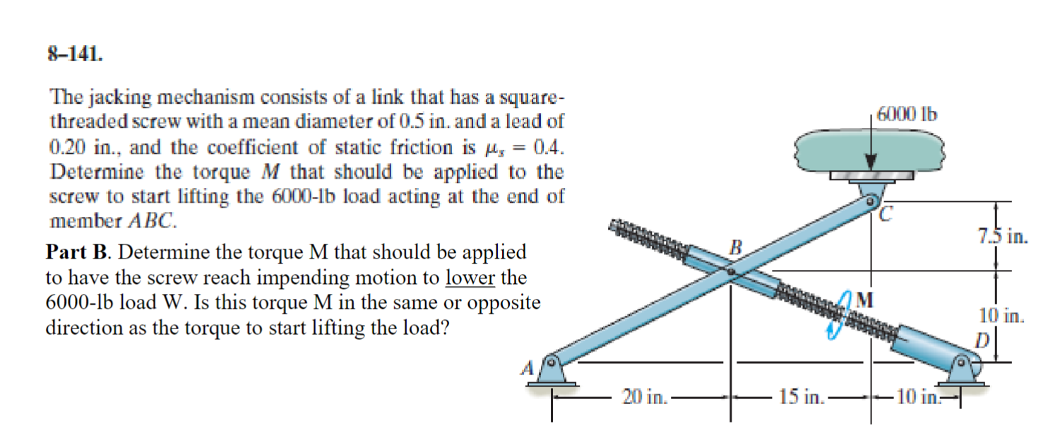 Solved The jacking mechanism consists of a link that has a | Chegg.com
