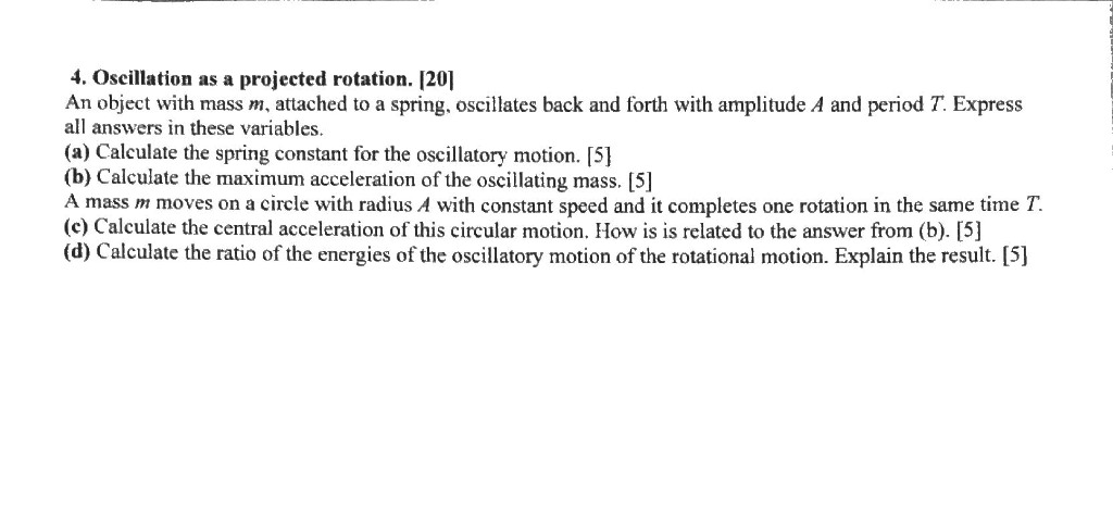 Solved 4. Oscillation as a projected rotation. [20] An | Chegg.com