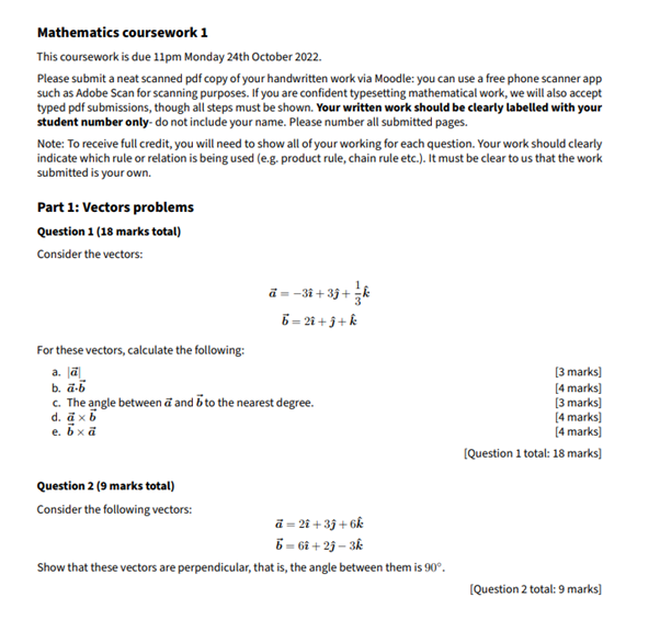 mathematics coursework