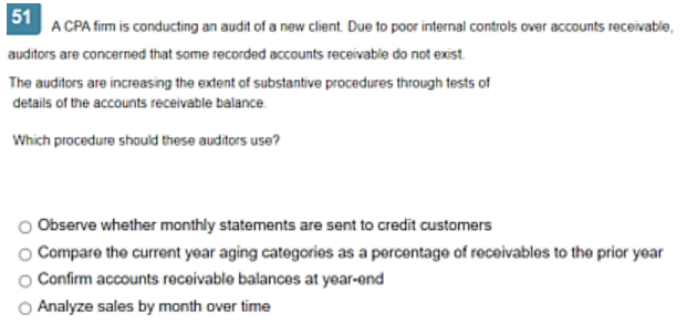 Solved 51 A CPA Firm Is Conducting An Audit Of A New Client. | Chegg.com