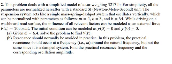 Solved This problem deals with a simplified model of a car | Chegg.com