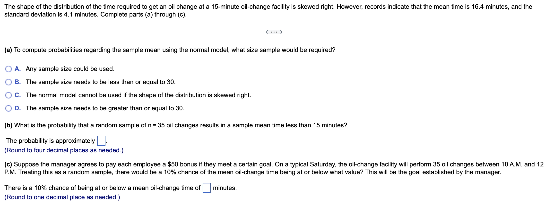 solved-the-shape-of-the-distribution-of-the-time-required-to-chegg