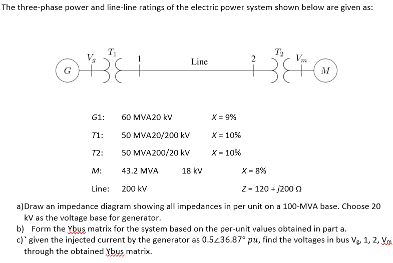 Solved The three-phase power and line-line ratings of the | Chegg.com