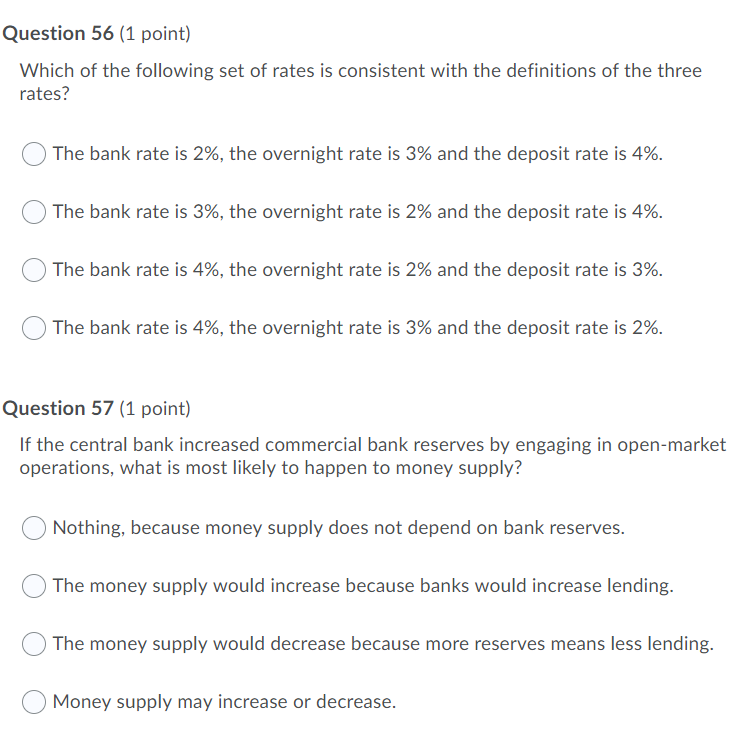 Solved Question 56 (1 point) Which of the following set of