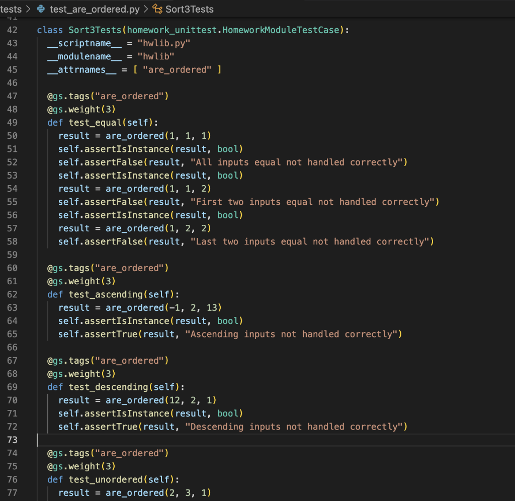 Solved Problem 3 – are_ordered(): Order check [15 points] | Chegg.com