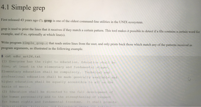 Solved 4.1 Simple grep First t released 43 years ago (). | Chegg.com