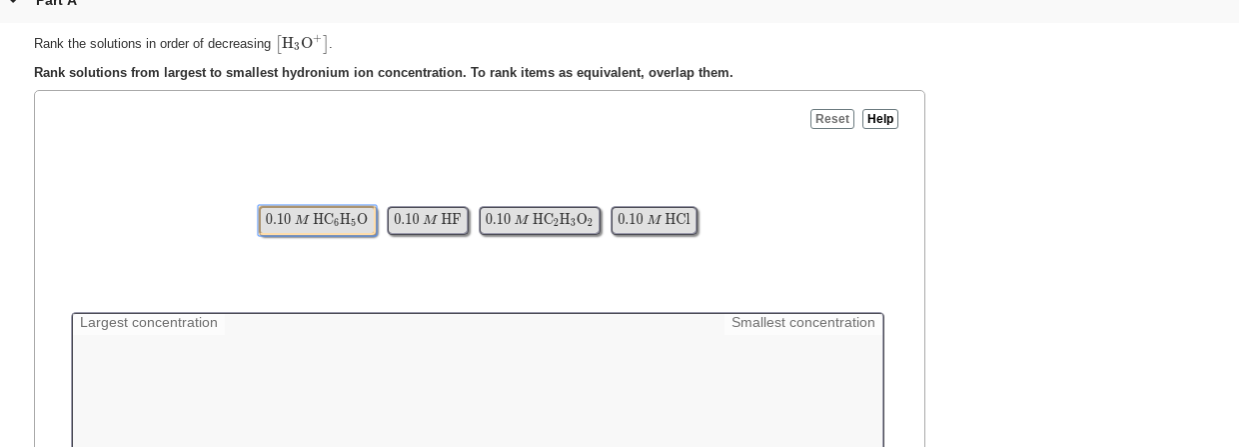 Solved Rank the solutions in order of decreasing H30+). Rank | Chegg.com