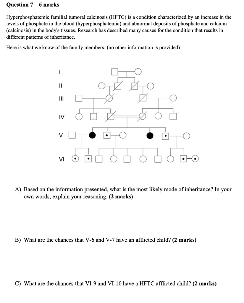 Solved Question 7 - 6 marks Hyperphosphatemic familial | Chegg.com