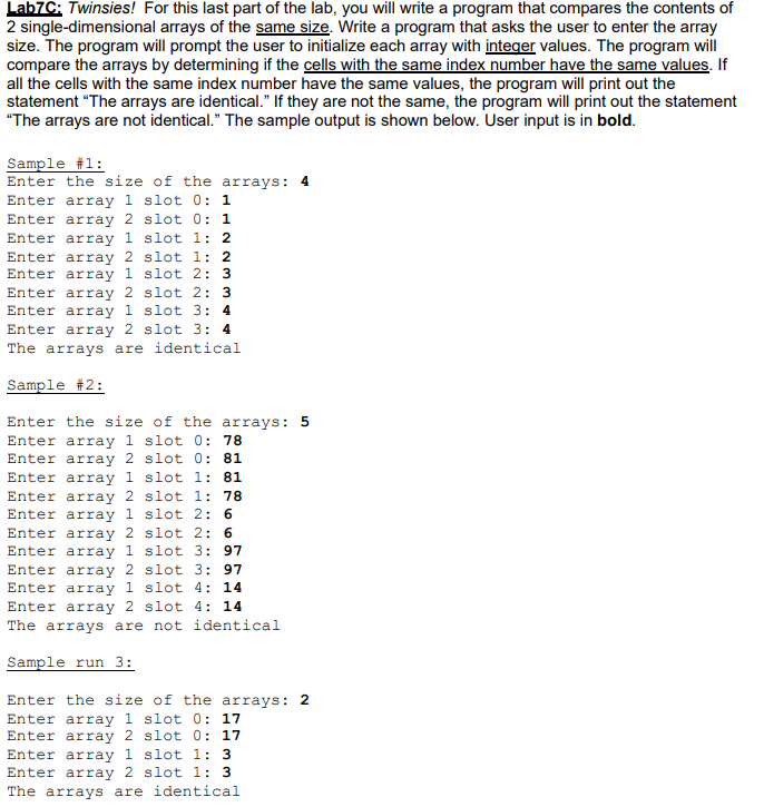 Solved Lab7c: Twinsies! For this last part of the lab, you | Chegg.com