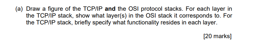 (a) Draw a figure of the TCP/IP and the OSI protocol | Chegg.com