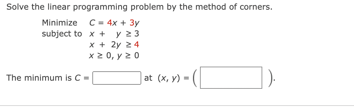 Solved Solve the linear programming problem by the method of | Chegg.com
