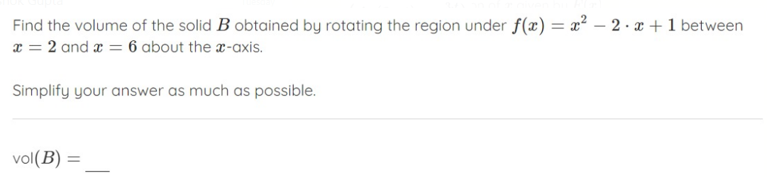 Solved Find The Volume Of The Solid B Obtained By Rotating | Chegg.com