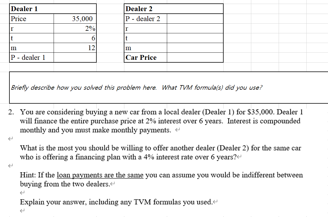 Dealer 1 Price Dealer 2 P Dealer 2 35 000 2 R R Chegg Com