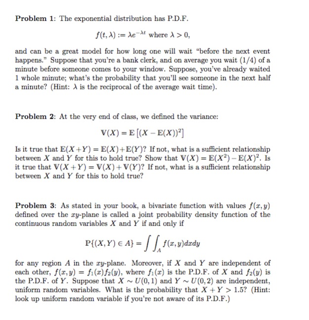 Exponential Distribution Examples Problems Solved Problem 1: The exponential distribution has P.D.F. | Chegg.com