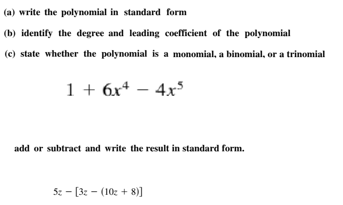 Solved (a) write the polynomial in standard form (b) | Chegg.com