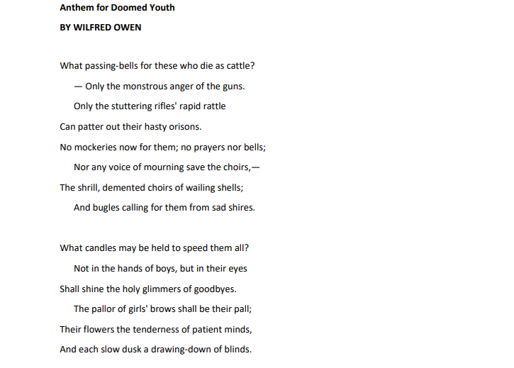 Anthem For Doomed Youth - Anthem For Doomed Youth Poem by Wilfred Owen