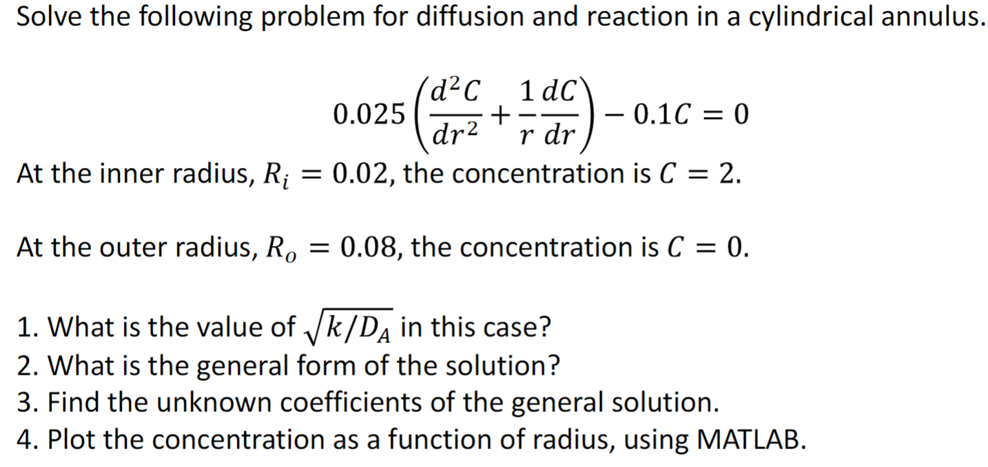 Solved Solve the following problem for diffusion and | Chegg.com