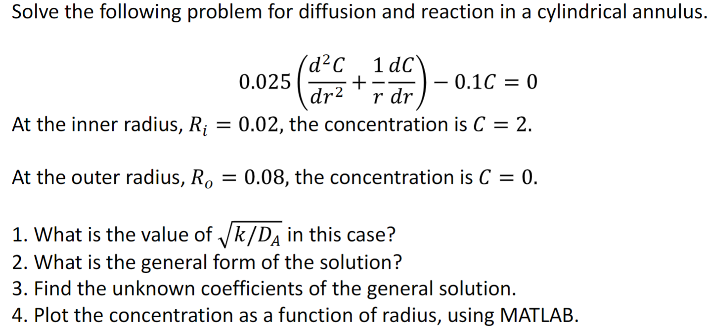 Solved Solve The Following Problem For Diffusion And | Chegg.com