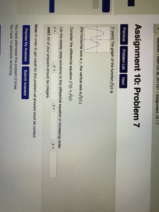 10/7 Assignment 10: Problem 7 Previous Problem | Chegg.com