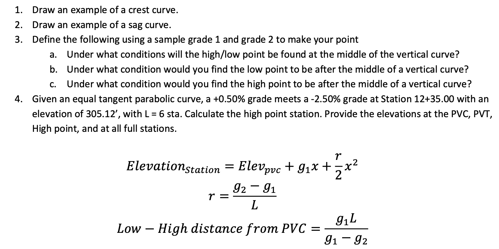 Solved 1. Draw an example of a crest curve. 2. Draw an | Chegg.com
