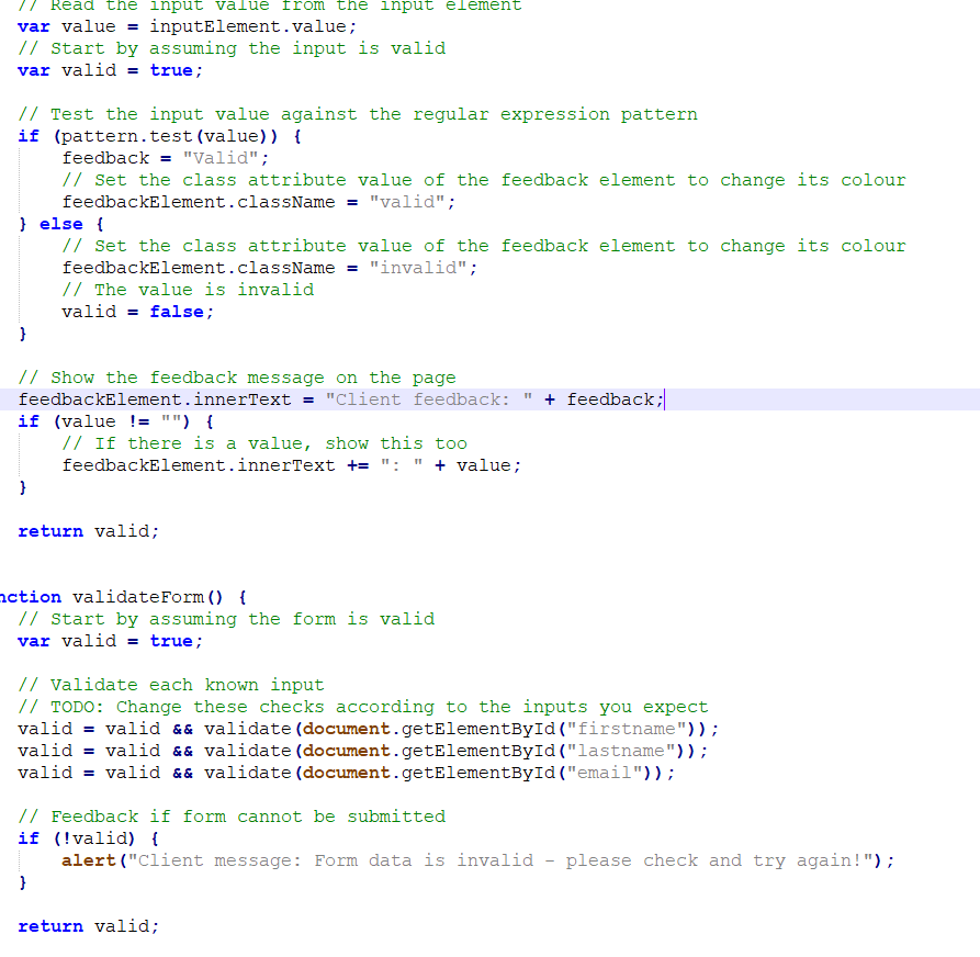 Solved function validate (inputElement) { | Chegg.com