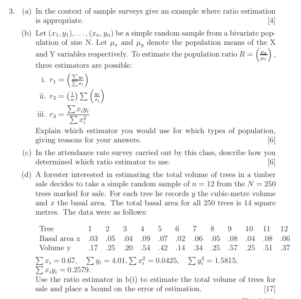 3. (a) In the context of sample surveys give an | Chegg.com