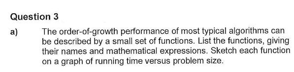 Solved Question 3 a) The order-of-growth performance of most | Chegg.com