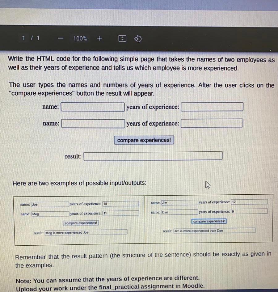 Solved 1 / 1 100% Write the HTML code for the following | Chegg.com