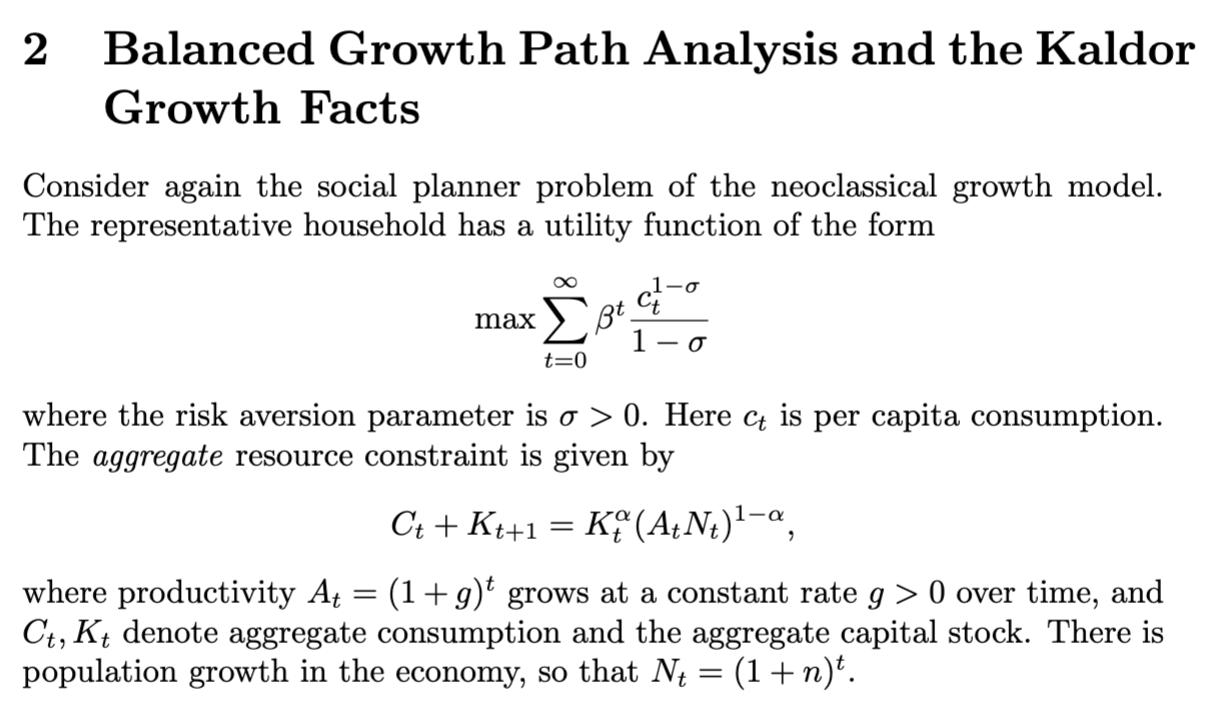 2 Balanced Growth Path Analysis And The Kaldor Growth | Chegg.com