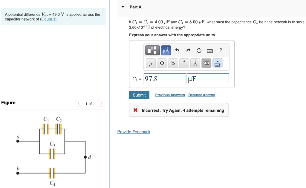 Solved A Potential Difference Vab=49.0 V Is Applied Across | Chegg.com