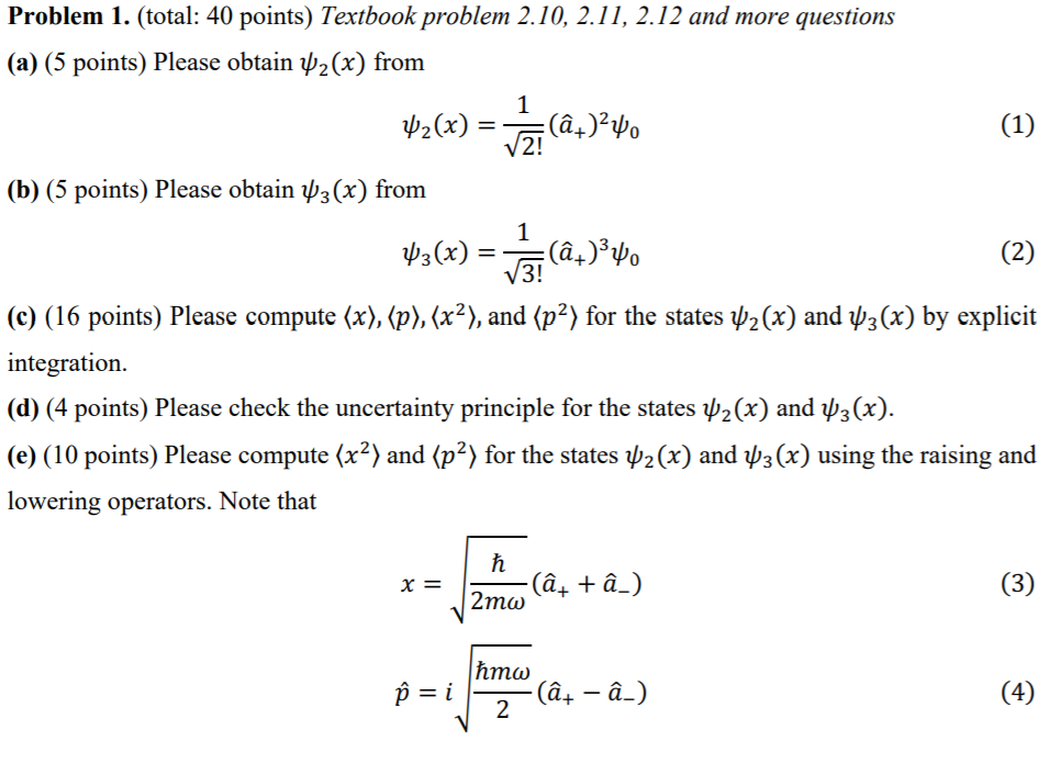 Solved Problem 1. (total: 40 points) Textbook problem 2.10, | Chegg.com